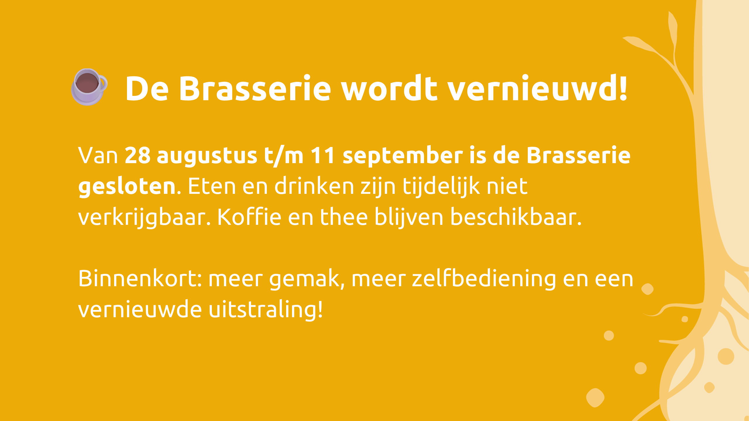 Brasserie locatie Lindenhof tijdelijk gesloten